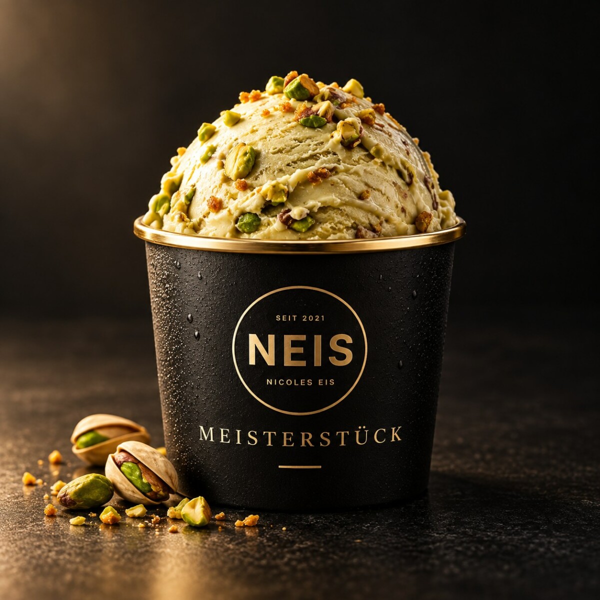 NEIS Meisterstück Becher Pistazie mit Goldrand